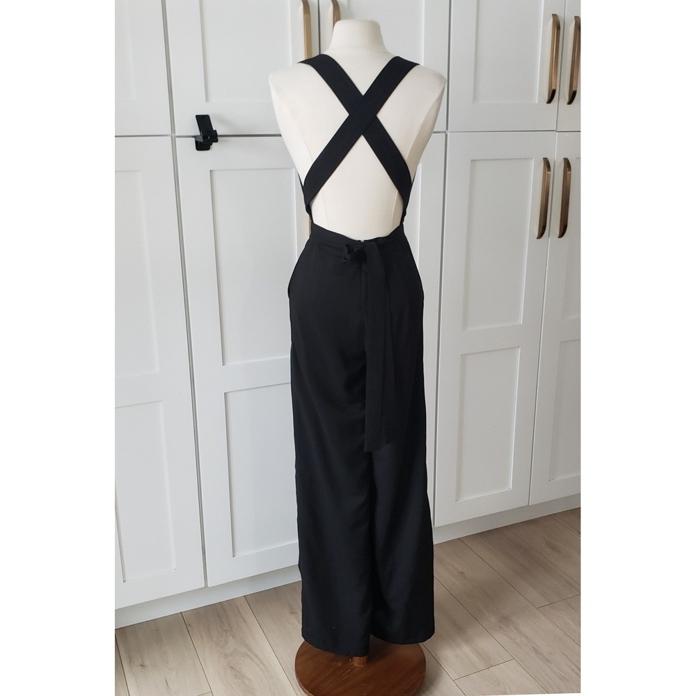 Lulus Jumpsuit Womens XS Black Deep V Sequin Bodice Wide Leg Disco Heaven - Picture 3 of 12
